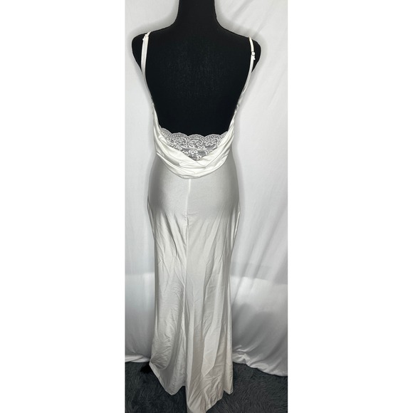 Capuffy White Maxi Dress Backless Lace Trim Neck Gown Formal Size S, NWT (KN) - Picture 5 of 9